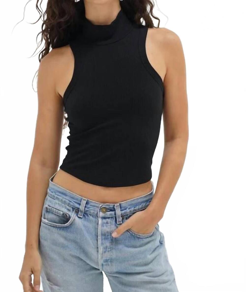 NEW LNA detra mockneck tank top in black